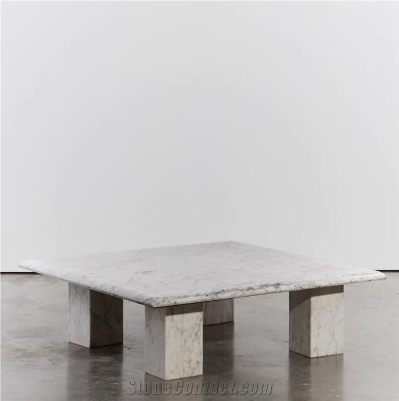 Durable Rectangle Carrara White Marble Coffee Table