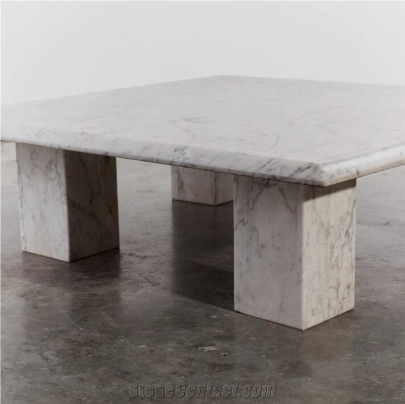 Durable Rectangle Carrara White Marble Coffee Table