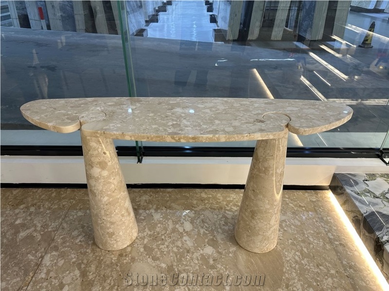 Hotel Stone Furniture Polished Beige Coffee Marble Table Top