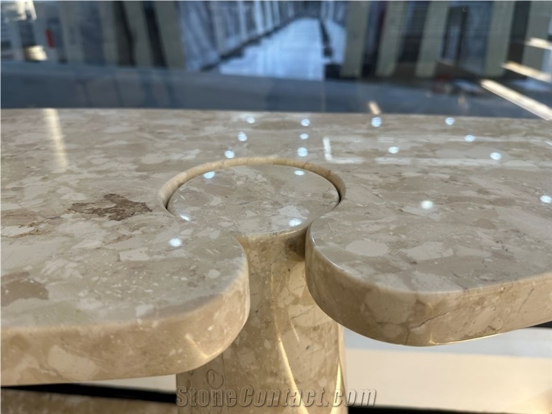 Hotel Stone Furniture Polished Beige Coffee Marble Table Top