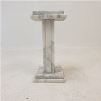 Italian White Marble Plinth Stand Set Coffee Table Pedestal