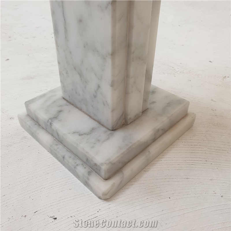 Italian White Marble Plinth Stand Set Coffee Table Pedestal