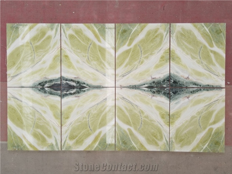Ming Green Paradaise Jade Marble  Bookmatch Wall Tiles