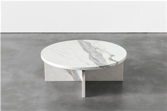 Round Living Room Volaks White Marble Coffee Table