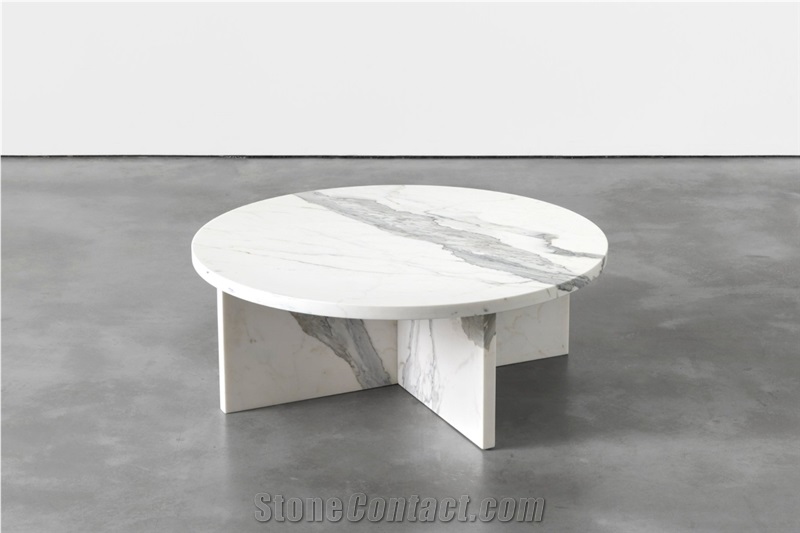 Round Living Room Volaks White Marble Coffee Table