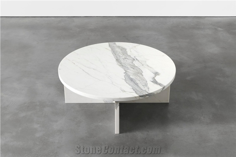 Round Living Room Volaks White Marble Coffee Table