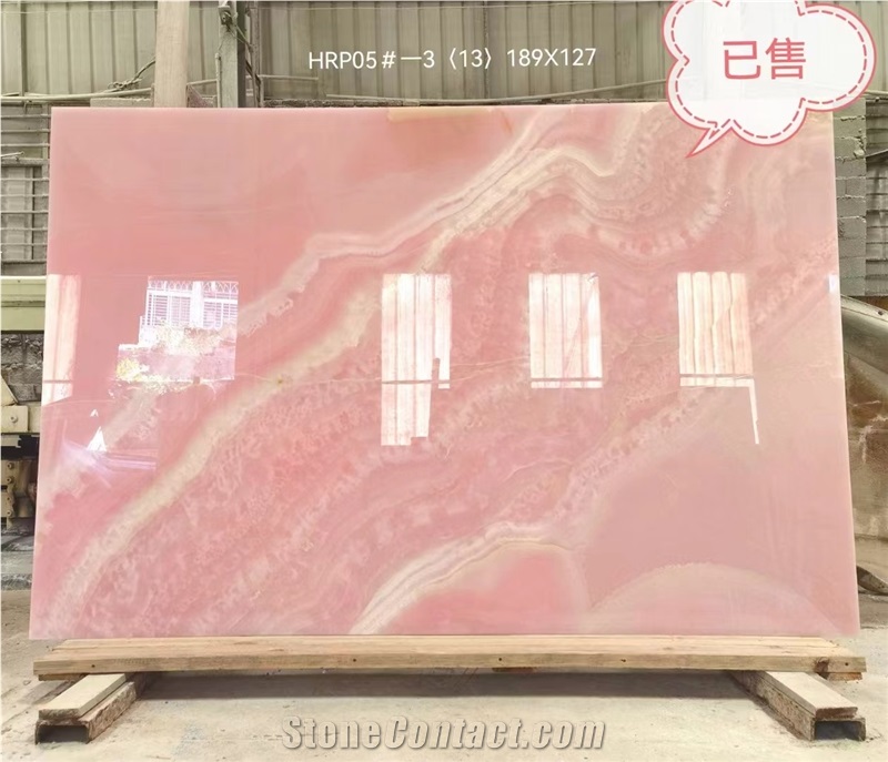 Pink Onyx Big Slabs Transmitting Light Wall Tile Table Use