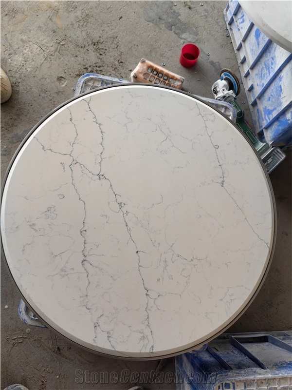 GOLDTOP 5065 Vivo White Quartz Solid Surface Table Tops