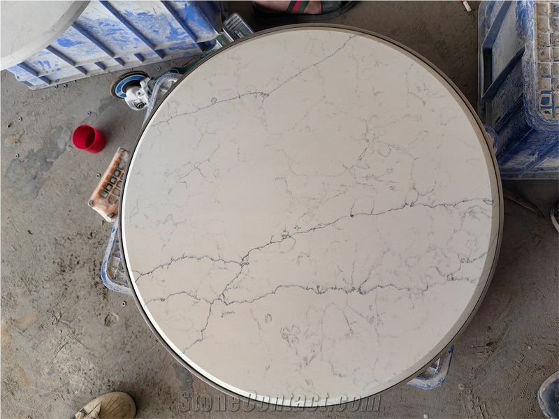 GOLDTOP 5065 Vivo White Quartz Solid Surface Table Tops