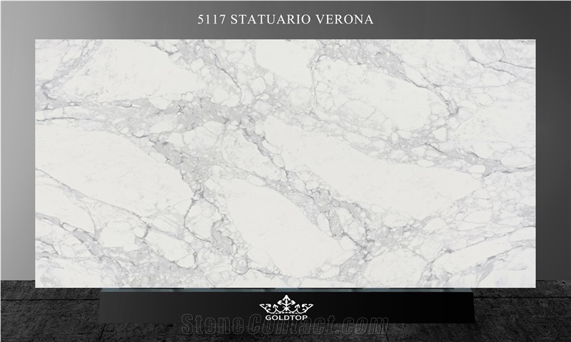 Polished 5117 Statuario Verona Quartz Slabs