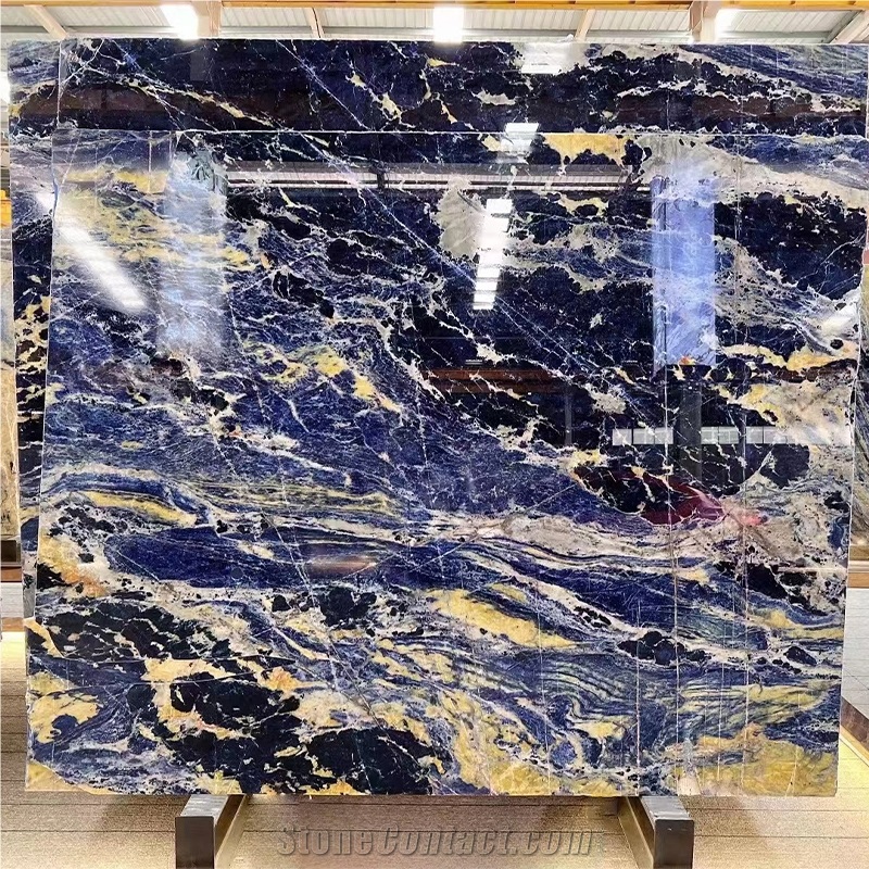 Beautiful Blue Base With Gold Vein Sodalite Blue Stone Slabs