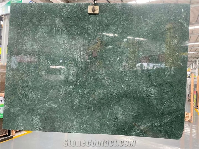 Dark Green Base With White Vein Taiwan Green Marble Slabs