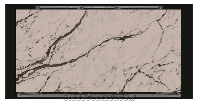 Sintered Stone Slabs White Marble Look With Veining