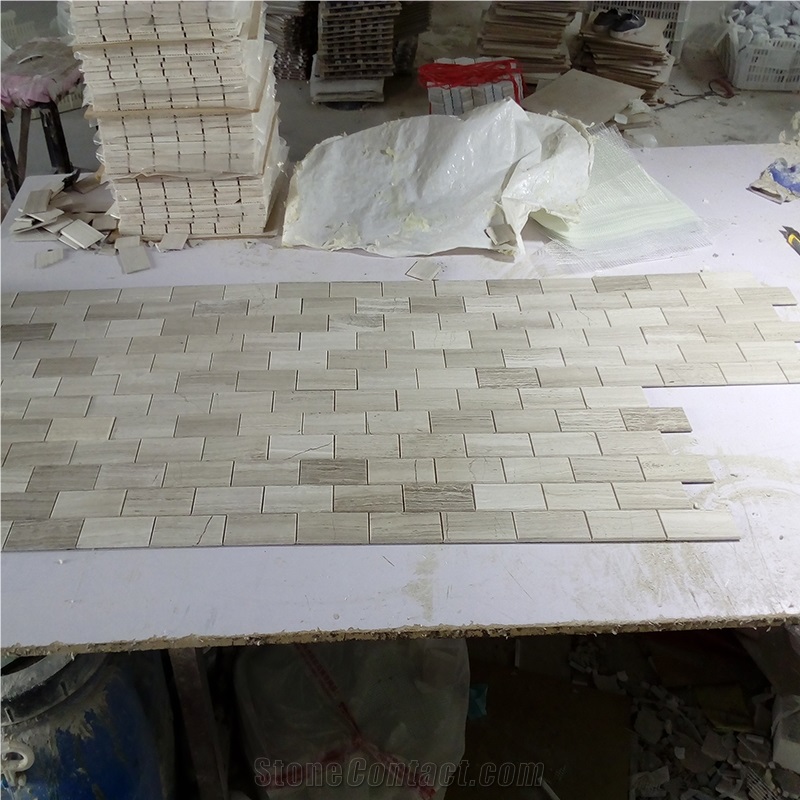Peel And Stick 4Mm Adhesive Thin Subway Marble Mosaic Tiles
