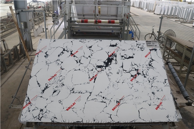 Calacatta Nera Bao Lai Artificial Marbles Quartz Slabs