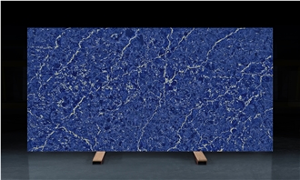 Ash Quartz - Dark Blue Quartz Slabs With White Vein