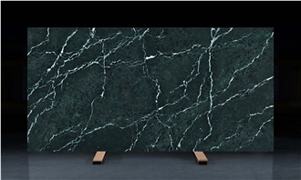 Ash Quartz - Dark Green Quartz Slabs With White Vein