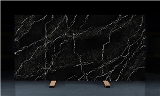 Ash Quartz - Dark Quartz Slabs With White Vein 2Cm