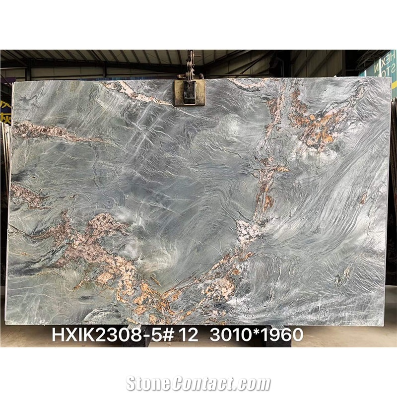 Leather Surface 3010X1960 Green Quartzite For Wall Tiles