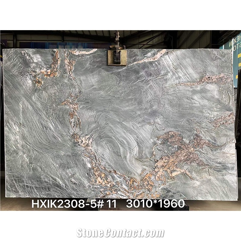 Leather Surface 3010X1960 Green Quartzite For Wall Tiles