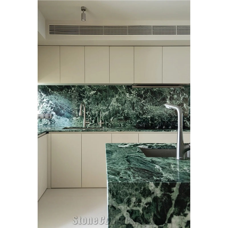Nature Green Verde Alpi Marble For Open Kitchen Countertop