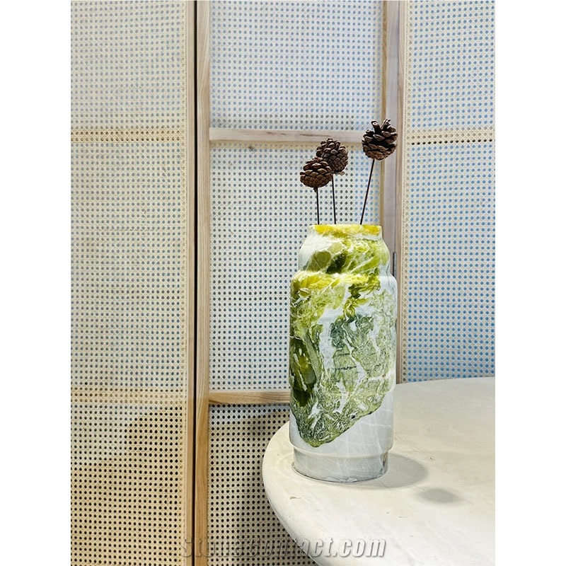 Nature Ice Green Marble Vase For Home Decor Products