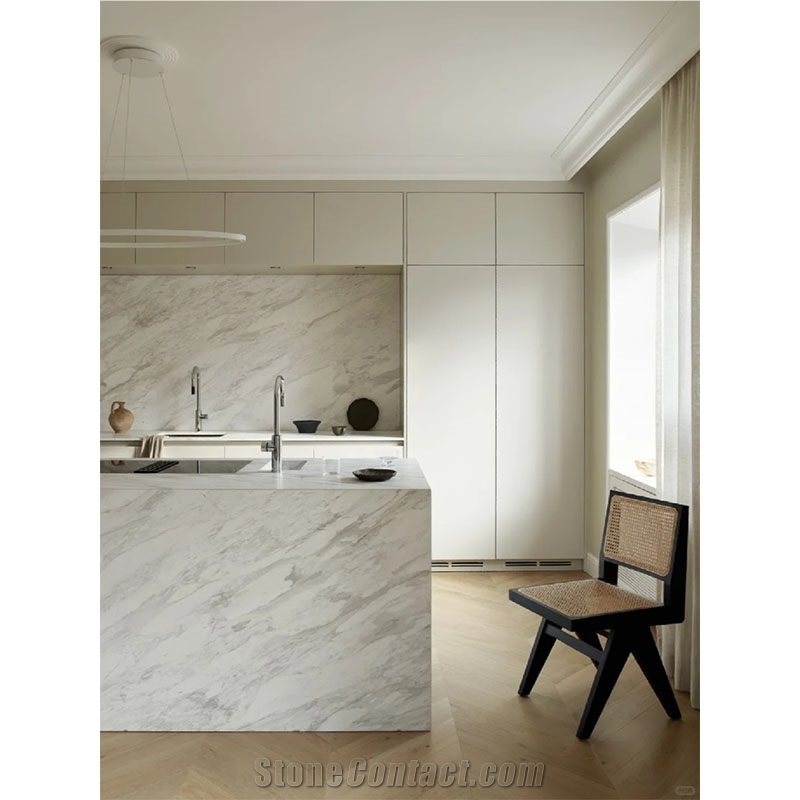 Nature White Statuario Venato Marble For  Kitchen Countertop