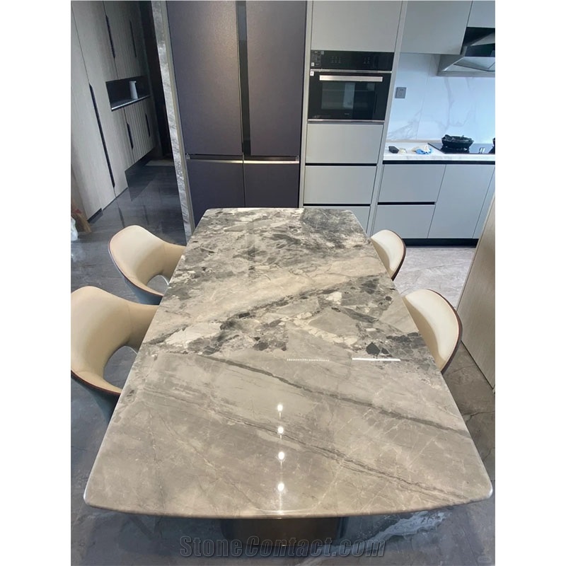 Oreo Grey Marble  Rectangle Table For Table Top