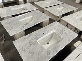Carrara White Marble Bathroom Vanity Tops