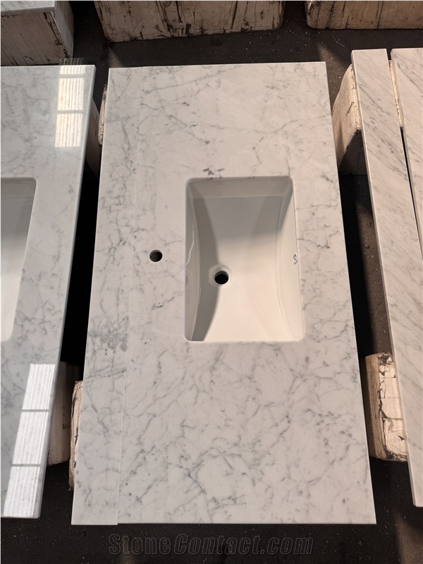 Carrara White Marble Bathroom Vanity Tops