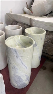 Marble Shangrila Green Pedestal Sink With Faucet For Hotels