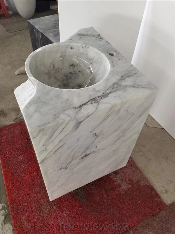 Marble Shangrila Green Pedestal Sink With Faucet For Hotels