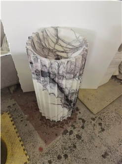 Milas Lilac Marble Pedestal Basin