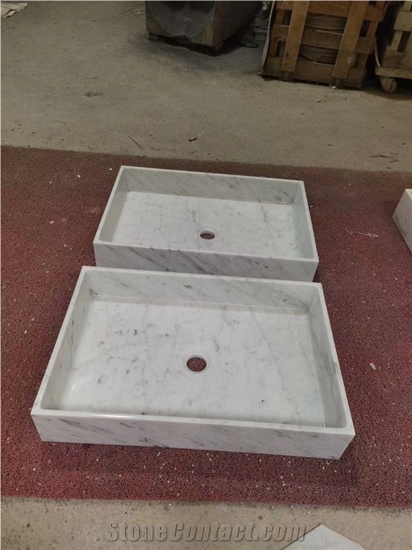 Rectangle Marble Statuario Wash Basin For Hotel Bathroom