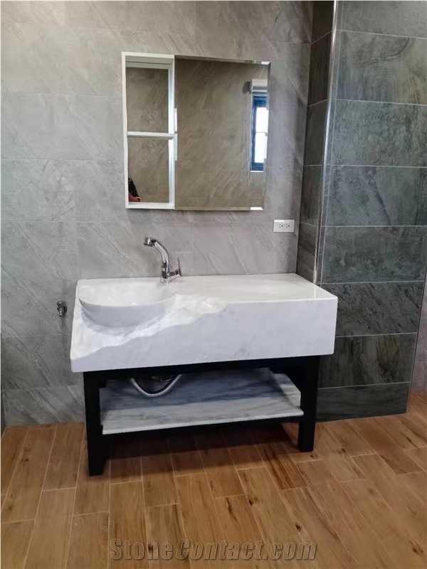Rectangle Marble Statuario Wash Basin For Hotel Bathroom