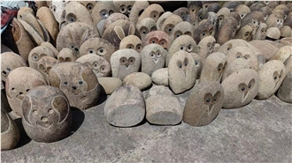 River Stone Animal Sculpture For Garden Landscaping Decor