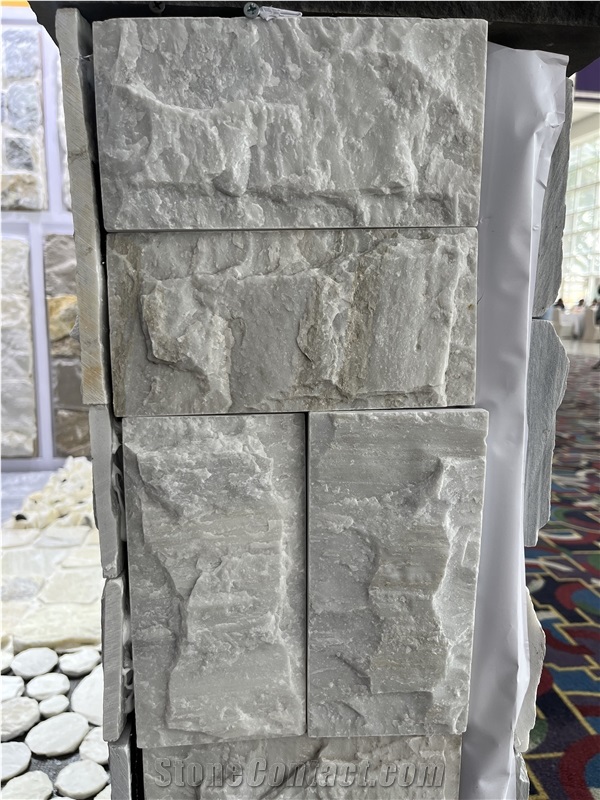SPA White Quartzite Exposed Wall Stone For Featuree Wall
