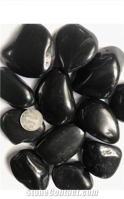 Difference Size Black Washed River Pebble Stone
