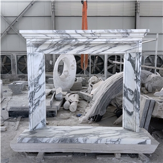 Arabescato Marble Indoor Fireplace Mantel