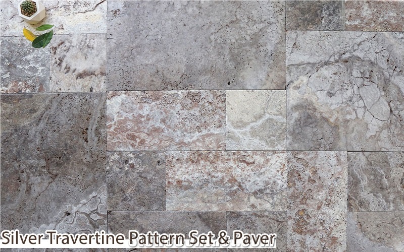 Silver Travertine Versailles Pattern Set