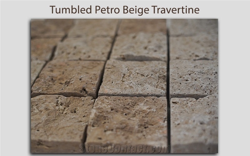 Tumbled Petro Beige Travertine, Paver Cobble Stone Paving
