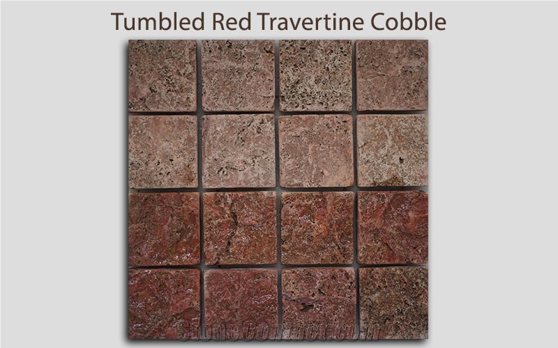 Tumbled Red Travertine Cobble, Paver Cobble Stone Paving