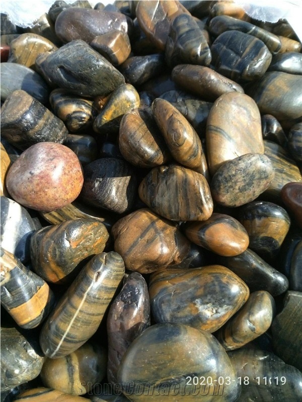 Natural Stone High Polished Tiger Pebble Stone