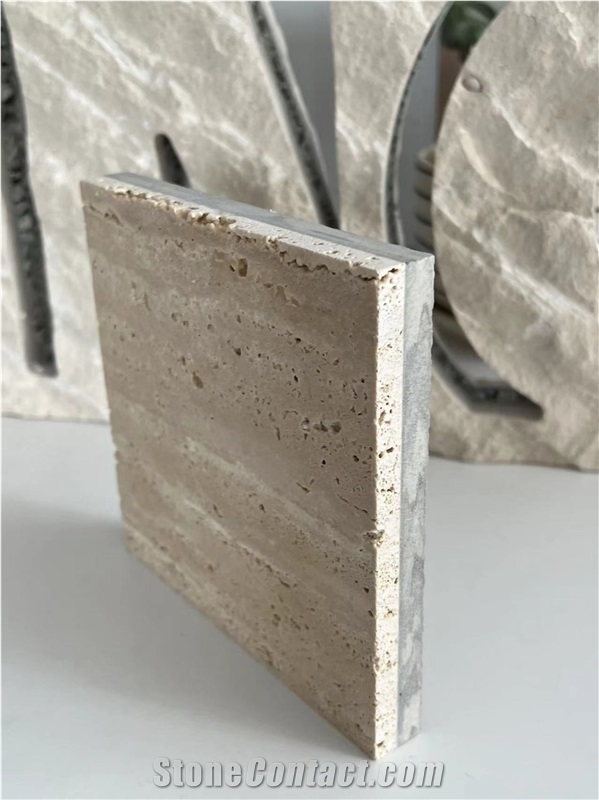 Beige Travertine-Porcelain Backed Composite Stone Panels