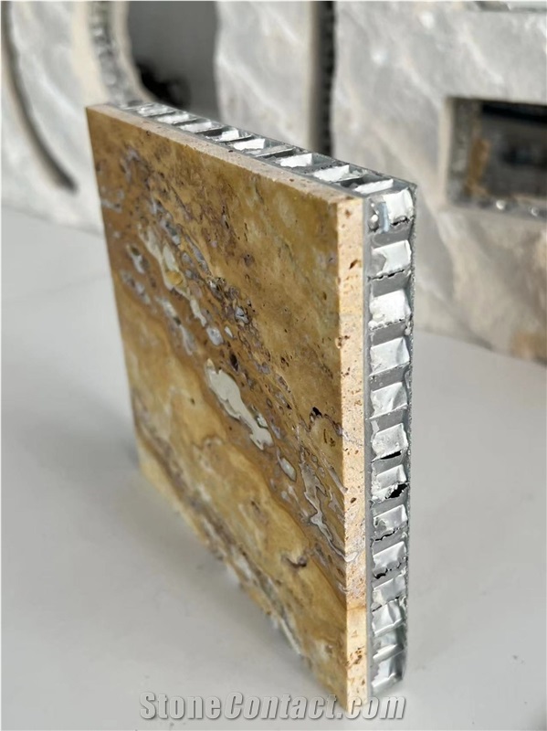 Denizli Travertine Gold Tile Laminated Honeycomb Panels