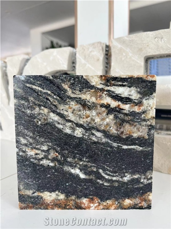 Exotic Fusion Black Granite Tile Laminated Honeycomb Panels