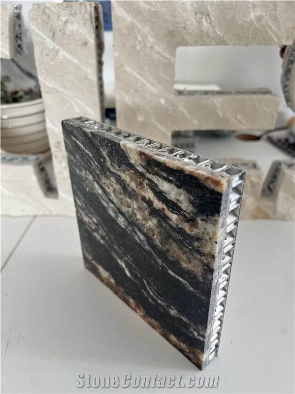 Exotic Fusion Black Granite Tile Laminated Honeycomb Panels