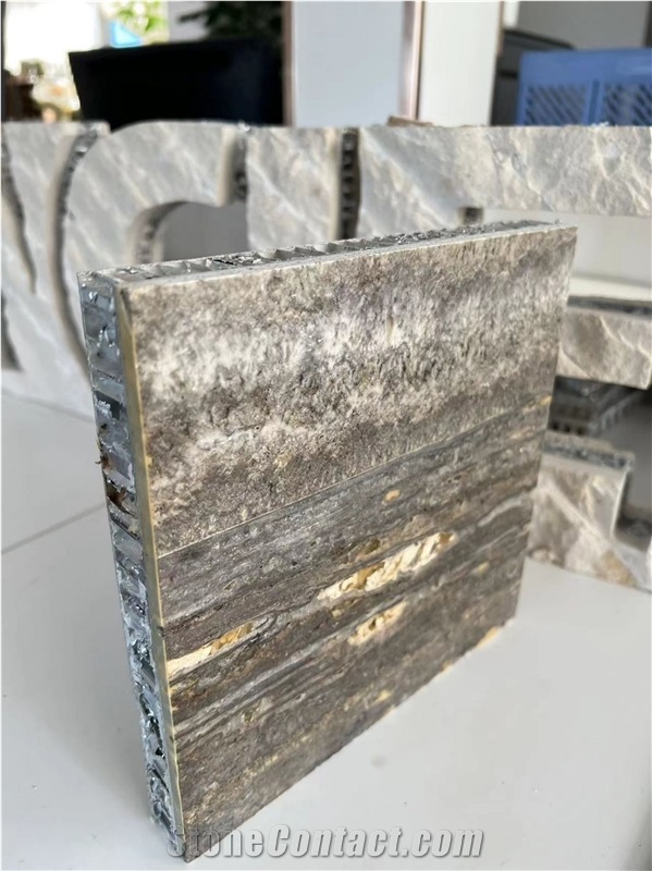 Silver Grey Travertine Tile Laminated Honeycomb Panels