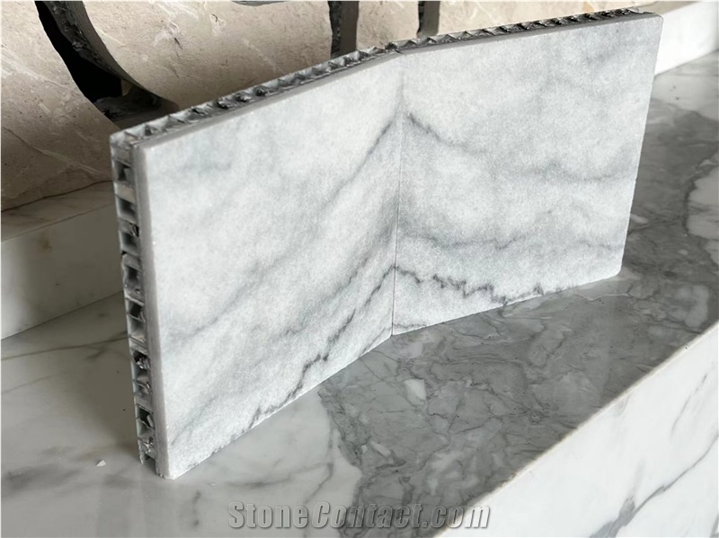 White Fusion Marble Tile Laminated With Honeycomb Panels