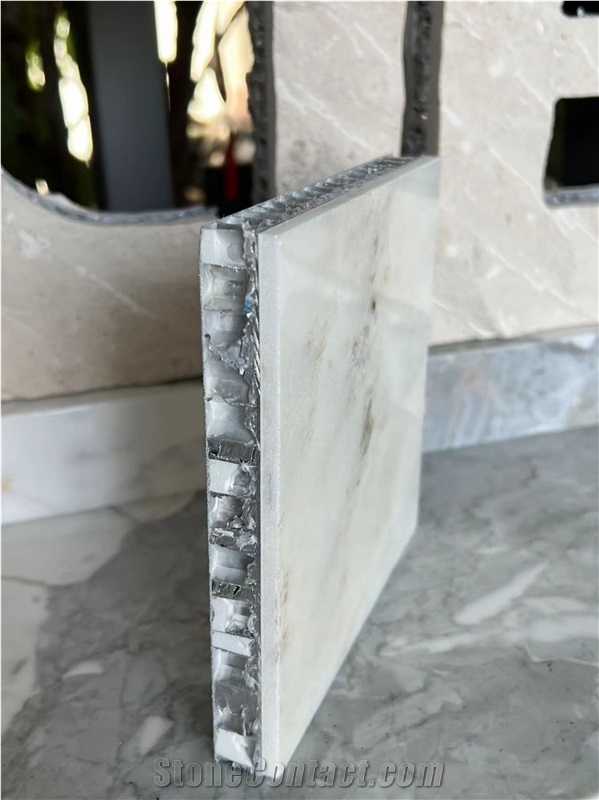 White Jade Marble Laminated Backed Honeycomb Panels